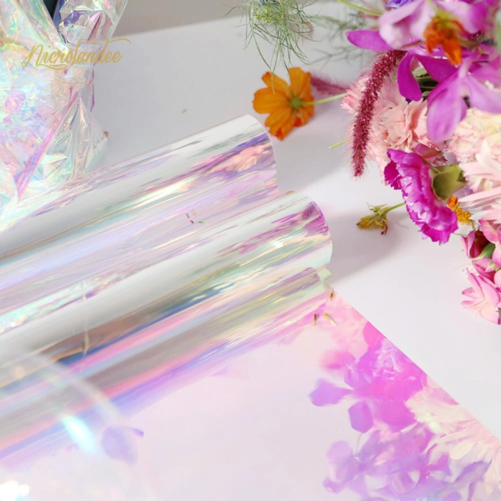 Nicro Holographic Rainbow Custom Iridiscent Roses  Fashionable Creative Bouquet DIY Roll  Flower Wrapping Paper Film