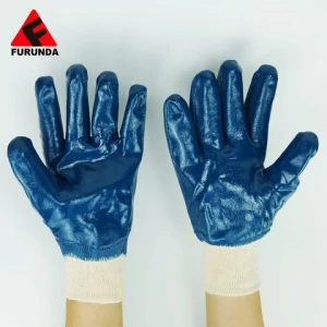 Nitrile Fully Coated Work Gloves Safety Cuff Safety Gloves with Jersey Liner