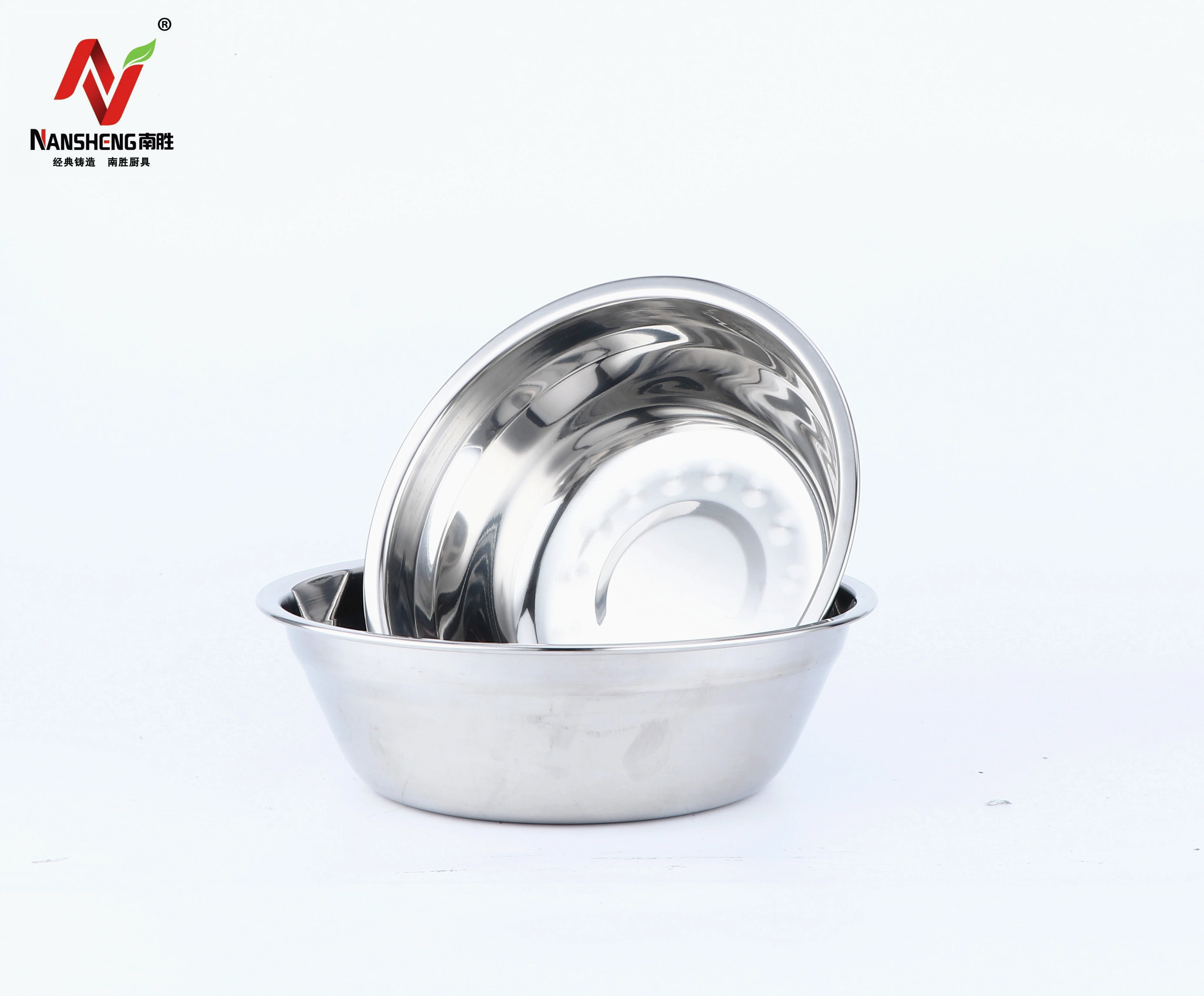 Non-magnetic stainless steel shallow basin mixing bowl salad bowl set