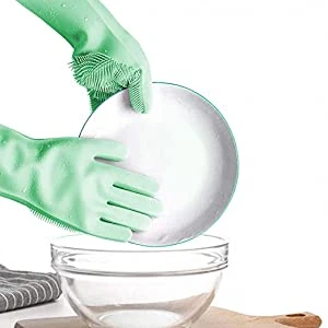Non-slip Magic Latex Dishwashing Gloves Silicone wash Scrubber Sponges - Reusable Rubber Great Kitchen Car Bathroom Pet Care