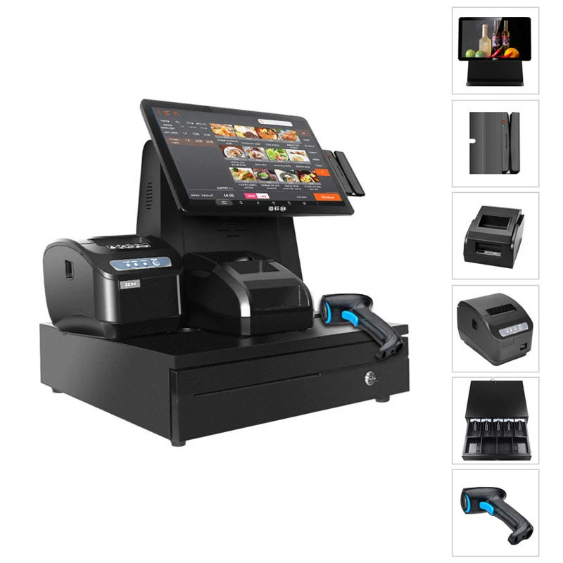 ODM all in one pos system 14.1&quot; touch screen windows/android cash register for supermarket