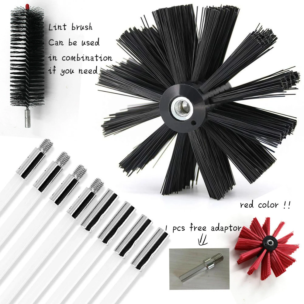 OEM 12 Feet Rotary Power Drill Nylon Chimney Sweep Brush, Dryer Vent Cleaning Kit With Flexible Chimney Rods