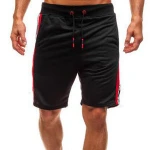 Oem Customized knit With Contrast Side Stripe black Slim Runner Men Shorts