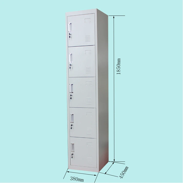 Office use steel customized metal staff locker with locks or 5 door bathroom locker cabinets