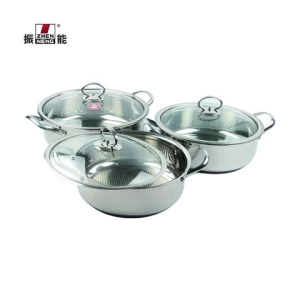 Outdoor Cooking Stainless Steel 304 Hot Pot Set 30cm Stainless Steel 304 Soup Pot with Stainless Steel Handle&Glass Cover