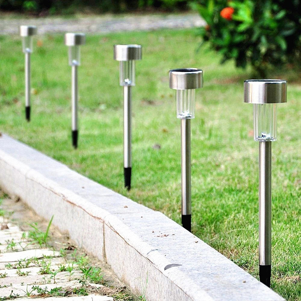 Outdoor Stainless Steel Solar Lawn Light Changing Garden Solar Power Lamp for Landscape Path Yard Pathway Lights