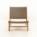 Outdoor teak wood frame rattan garden teak wood chair