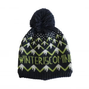 outdoor Winter Autumn Spring manufacture Customized New Design Fashionable Acrylic Jacquard  Knit hat /Beanies with Ponpom