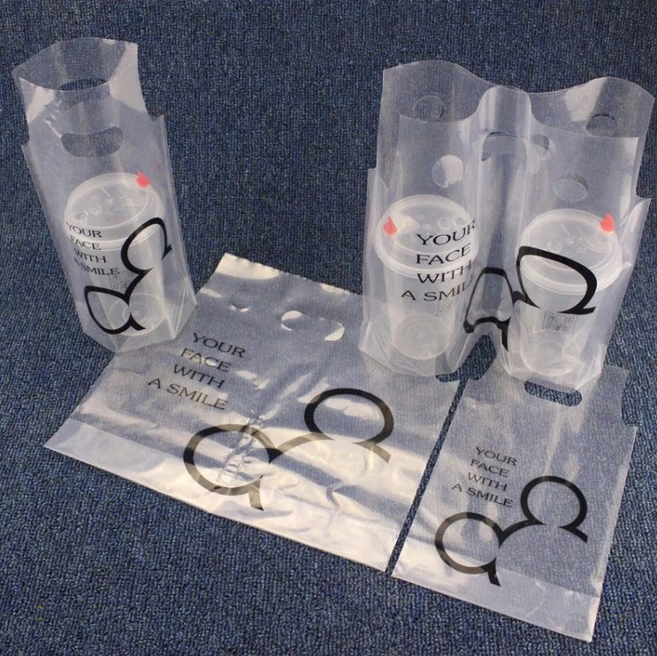 Plastic Cup Carry Bag Disposable Milk Tea Take Away Bag Packaging Bags