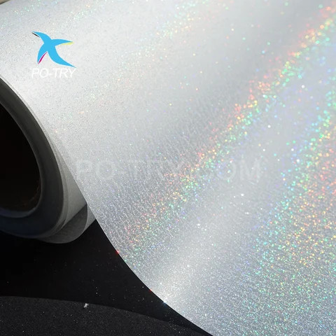 PO-TRY 30cm 60cm DTF Heat Transfer Film Customized Textile Printing Laser Film Holographic Film
