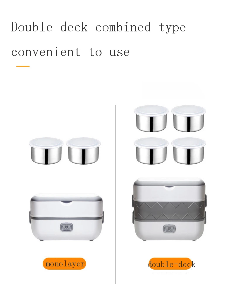Portable Automatic tiffin stainless steel Soup Stew Pot Heating picnic Rice Cooker lunch box