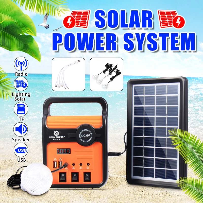 Portable Complete PV Panel Energia System Camping Lamp Light Power Mini Generator Home Lighting Solar Energy Kit With Battery
