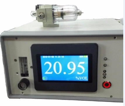 Portable oxygen gas analyzer with rechargeable battery and internal pump