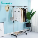 Portable telescopic stand steel foldable coat cloth hanger rack