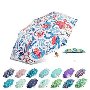 Pretty Full Print Small Hand Sun Block Protection 3 Folding Umbrella