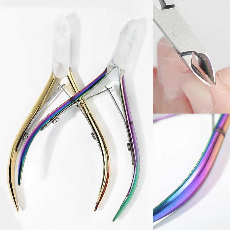 Professional Colorful Rainbow Gold Sliver Remover Finger Care Manicure Stainless Steel Nail Clipper Cuticle Nipper