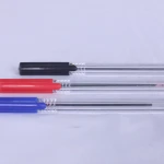 promotional cheap ball point pen set custom logo colorful ink office paper writing transparent plastic ball pens