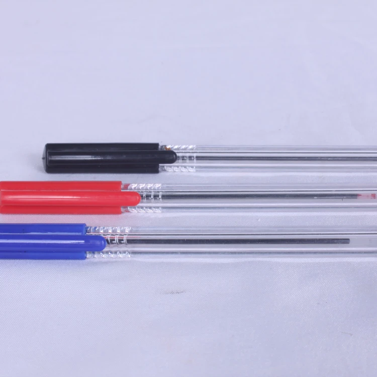 promotional cheap ball point pen set custom logo colorful ink office paper writing transparent plastic ball pens