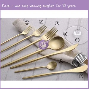 QT00052 2018 hot sell cheap wholesale dinnerware set 4 pcs stainless steel gold cutlery set for wedding and home