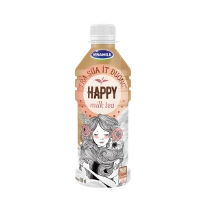 Ready to drink Milk Tea - Vinamilk - Happy brand - Less Sugar flavor - Bottle 300ml