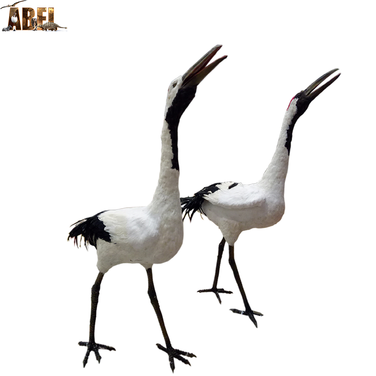 Realistic life size sculpture animatronic white crane for lake decoration