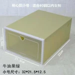 Rectangle Stacking Foldable Tidy Display Shoe  Container Transparent Portable Drop Front Organizer Plastic Shoe Box