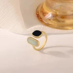 Retro fashion Elegant light luxury fashionable ring blue drip oil high-end design stainless steel ring