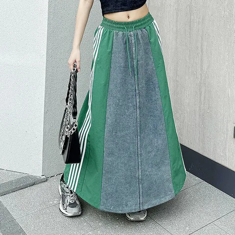 Buy Retro Nostalgic Denim Patchwork Dress For Womens Summer Season New ...