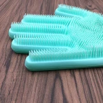 Reusable Silicone Dish Washing Gloves with Scrubber Heat Resistant Silicone Household Dishwashing Gloves for washing dishes