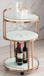 Round dining car hotel multi-purpose stainless steel trolley mobile snacks tea and liquor cart