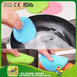 Round Shape Dish Washing Brush Washing Fruit Vegetable Multi-purpose Food Grade Silicone Cleaning Dishwashing Brush