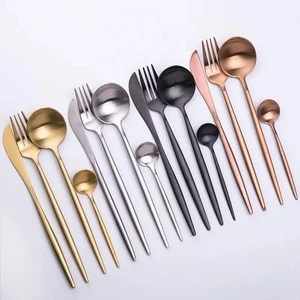 Royal Gold Plated Stainless Steel Knife Spoon Fork Hotel Restaurant Wedding Dinner Cutlery Set