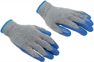 Rubber Latex Crinkle CE Safety Work Cleaning Tools Gloves Construction Gardening Double Coated Blue Work Gloves