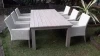 Rustic Weathered Gray synthetic rattan material dining 6 chairs and Teak Square table outdoor furniture