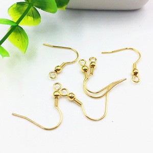 S1058 Gold Plated Stainless Steel Earring Fish Hook with Ball ,Gold French Earwires