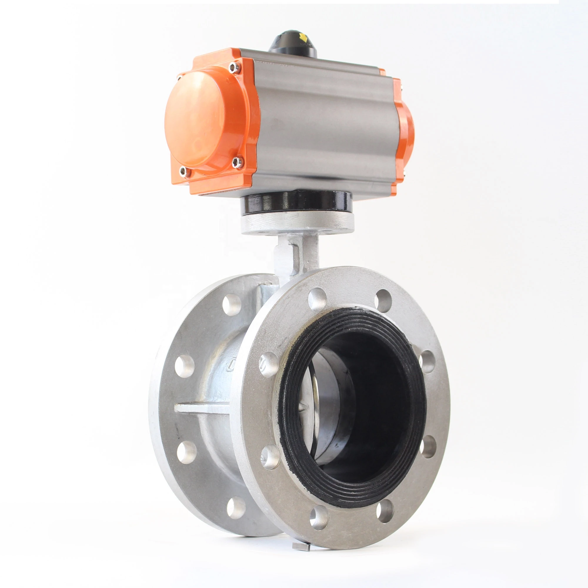 Sanitary Stainless Steel double Flange  Midliner Price List with Pneumatic Actuator Butterfly Valve