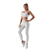 Seamless yoga clothing knitted tracksuit set fitness apparel fake two piece yoga top suit