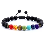 Seven pulse energy tiger eye weaving yoga wheel beaded Personalized Fashion Ball bracelet