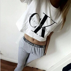 Sexy Cheap Letter Print Short Sports Sweatshirts Casual Short Crop Top Two Pieces Hoodie Sports Suits 620