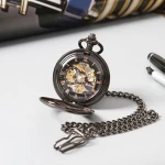 Shuhang SH05 Long Necklace Watch Clock Custom Logo Design Stainless Steel Pocket Watch Chain