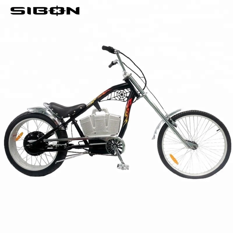 SIBON CE 48v 500W brushless motor middle lithium battery fat tire black adult chopper electric bike 1000w