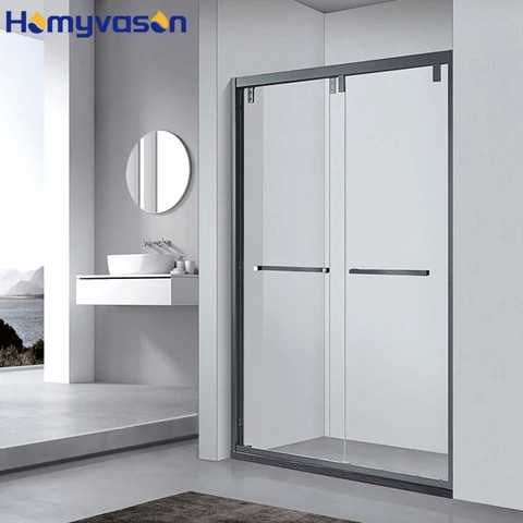 Simple Installation Square Glass Shower Rooms Modern Design Bathroom Sliding Textured Temper Square Glass Shower Enclosure