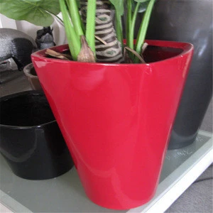 SJ20171020Hot sale red plastic decorative flower pot and vase