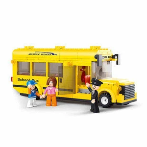Sluban colorful  City Bus Series Yellow  Minibus Set Bricks  100% Compatible All Brands Educational Toy Plastic Building Blocks