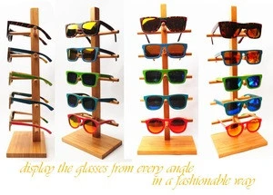 small moq fast delivery sunglasses accessories bamboo display with your logo