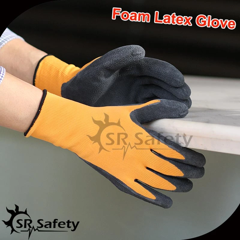 SRSAFETY 13 gauge foam Latex coated gloves/Latex garden gloves