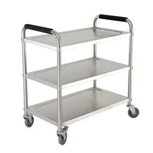 Stainless Steel Knocked-down Commercial Kitchen Cart Hotel Hospital 2 Tier Food Trolley