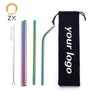 stainless steel metal inox custom reusable bubble tea boba straw with case