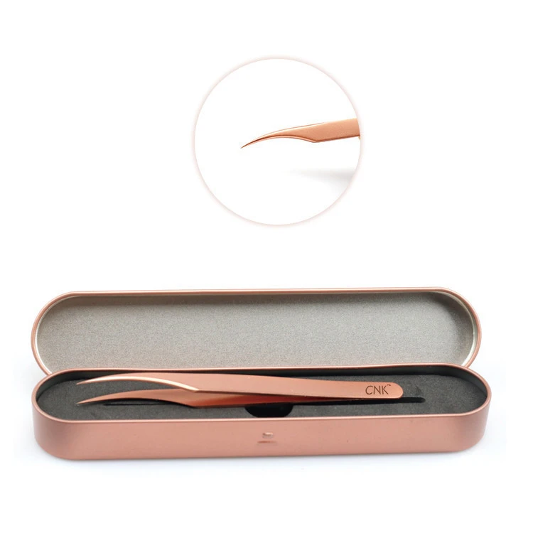 Stainless Steel Rose Gold Curved Lash Applicator Pointed Tips And Volume Eyelash Tweezers