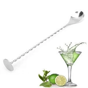 Stainless Steel Threaded Bar Spoon Swizzle Stick Coffee Cocktail Mojito Wine Spoons Barware Bartender Tools